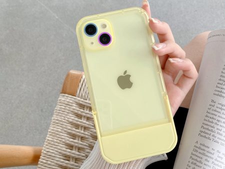 Cute Trendy Semi Transparent Foldable Built in Stand Back Cover for Apple iPhone Xs For Cheap