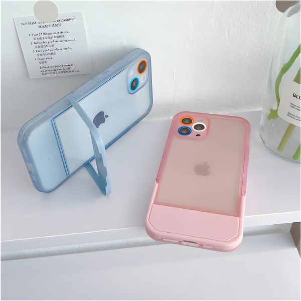 Cute Trendy Semi Transparent Foldable Built in Stand Back Cover for Apple iPhone X Discount