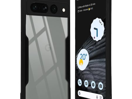 Clear Back Cover Case for Google Pixel 7 Pro | Ultra-Hybrid Shockproof Design | Camera Protection - Black Bumper & Transparent Back For Sale