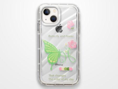 Butterfly Printed Transparent Back Cover for Apple iPhone 14 Online Sale