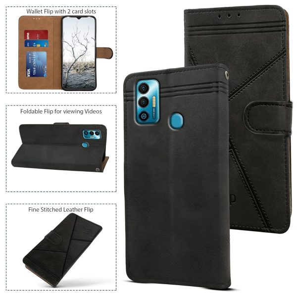 For Tecno Spark 7 | 7T Flip Cover Case (Professional Line Pattern| Magnetic Closure | Inner TPU | Inbuilt Stand & Pockets | Office Wallet Style Flip Cover) Online Hot Sale