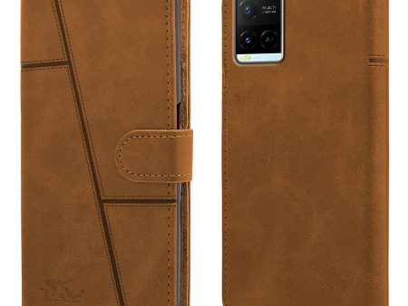 For Vivo Y21 2021 Flip Cover Case (Stitched Leather with Magnetic Closure) For Sale