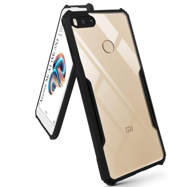 For Xiaomi RedMi A1 (Mi 5X) Back Cover Case (Shockproof with Polycarbonate Clear Panel | Professional Black) For Cheap