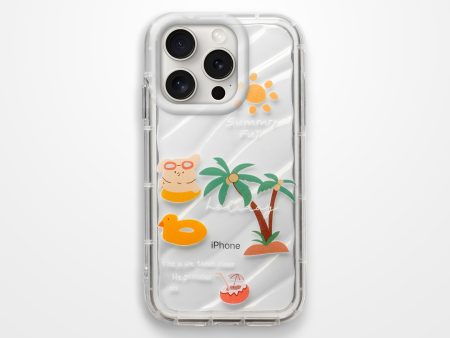 Cute Beach Printed Transparent Back Cover for Apple iPhone 15 Pro on Sale