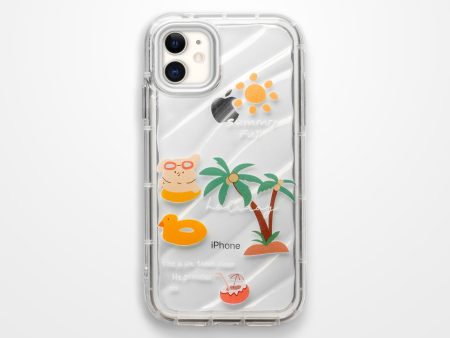 Cute Beach Printed Transparent Back Cover for Apple iPhone 12 Hot on Sale