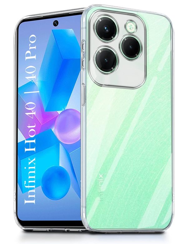 For Infinix Hot 40 | Infinix Hot 40 Pro Back Cover (Silicone Clear Shockproof Case with Camera Protection | Soft and Flexible | Transparent) Online