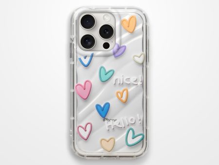 Colorful Hearts Printed Transparent Back Cover for Apple iPhone 15 Pro Max Cheap