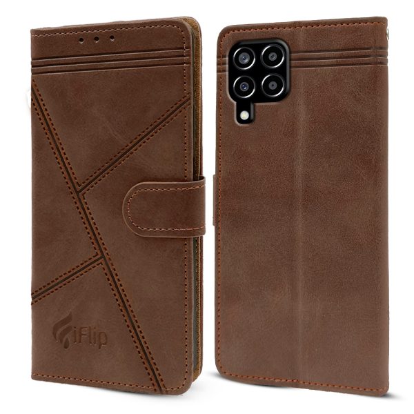 For Samsung Galaxy M33 5G Flip Cover Case (Professional Line Pattern| Magnetic Closure | Inner TPU | Inbuilt Stand & Pockets | Office Wallet Style Flip Cover) For Sale