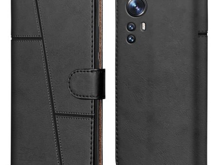 For Xiaomi 12 Flip Cover Case (Stitched Leather with Magnetic Closure) Hot on Sale