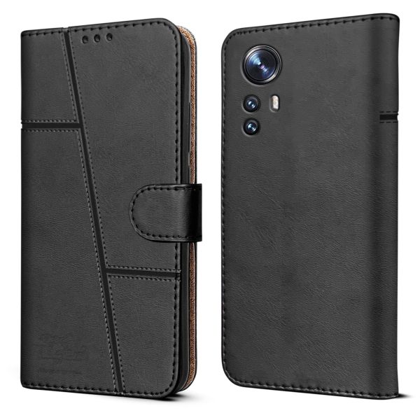 For Xiaomi 12 Flip Cover Case (Stitched Leather with Magnetic Closure) Hot on Sale