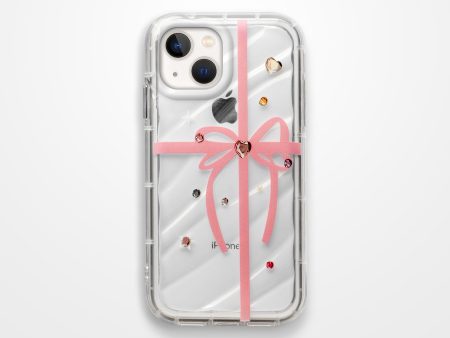 Ribbon Print Transparent Back Cover for Apple iPhone 14 Plus For Discount