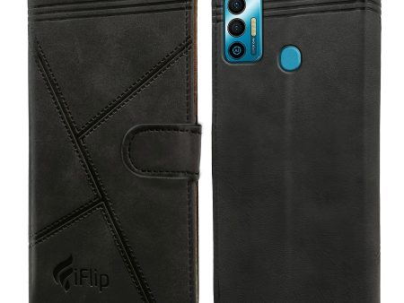 For Tecno Spark 7 | 7T Flip Cover Case (Professional Line Pattern| Magnetic Closure | Inner TPU | Inbuilt Stand & Pockets | Office Wallet Style Flip Cover) Online Hot Sale