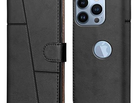 For Apple iPhone 13 Pro Flip Cover Case  (Stitched Leather with Magnetic Closure) For Cheap