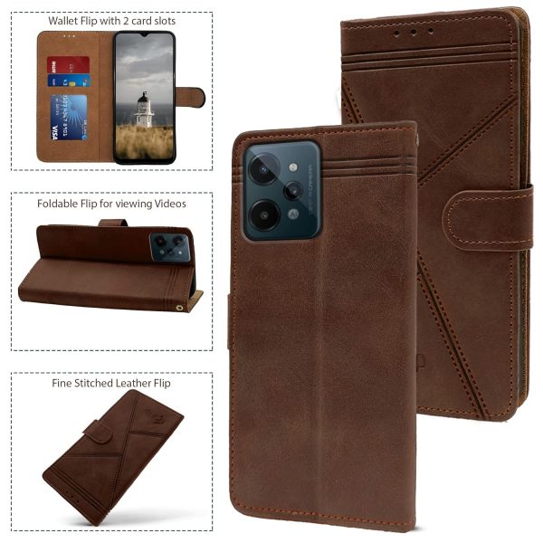 For Realme C31 Flip Cover Case (Professional Line Pattern| Magnetic Closure | Inner TPU | Inbuilt Stand & Pockets | Office Wallet Style Flip Cover) Online now