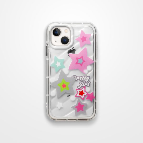 Cute Star Printed Transparent  Back Cover for Apple iPhone 15 Sale