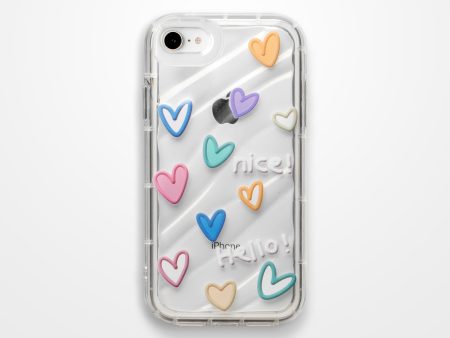 Colorful Hearts Printed Transparent Back Cover for Apple iPhone 7 Cheap