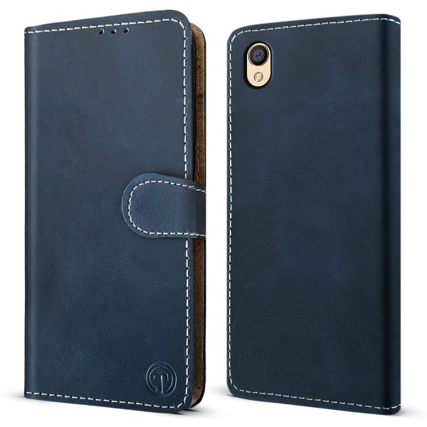 For Oppo A37 Flip Cover Case (Fine Leather Finish | Magnetic Closure | Foldable Stand | Slots for Sim-Cards-Pin) Fashion