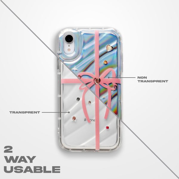 Ribbon Print Transparent Back Cover for Apple iPhone 14 Pro Max Supply