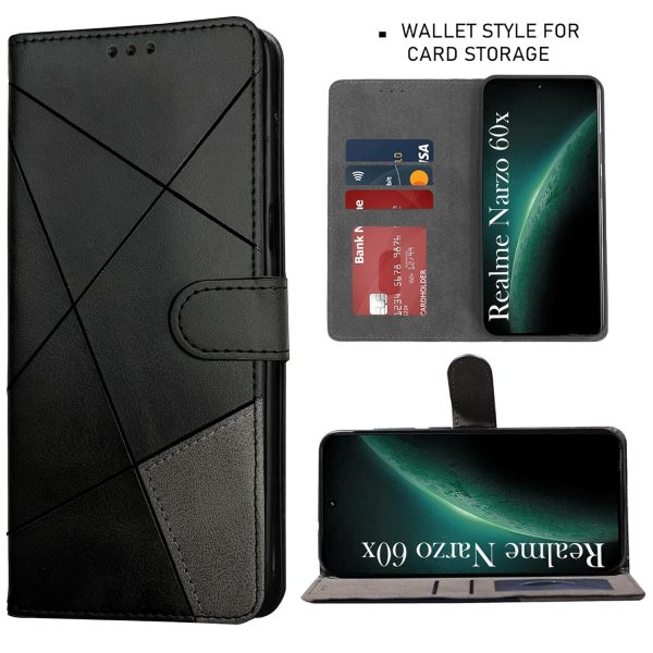 For Realme Narzo 60x Flip Cover Case (Professional Dual Stitch Leather Elegant Finish) Sale