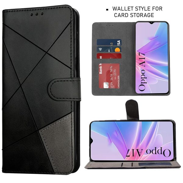 For Oppo A17 Flip Cover Case (Professional Dual Stitch Leather Elegant Finish) Sale