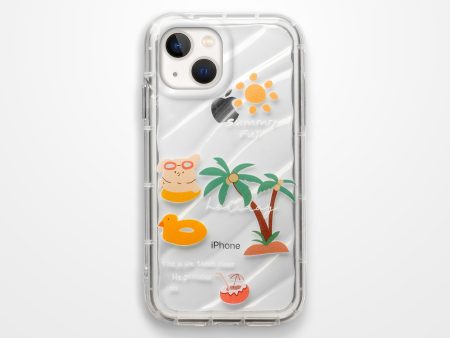 Cute Beach Printed Transparent Back Cover for Apple iPhone 14 Plus Fashion