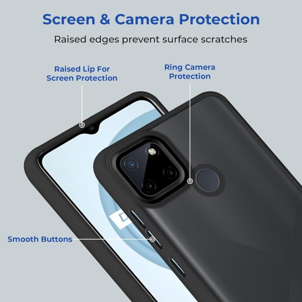 Translucent Matte Back Case Cover for Realme C21y | Realme C25y | Anti-Slip Back | Smooth Sides Soft -Black Online Sale