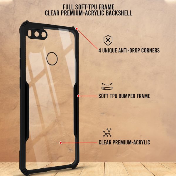 For Xiaomi RedMi A1 (Mi 5X) Back Cover Case (Shockproof with Polycarbonate Clear Panel | Professional Black) For Cheap