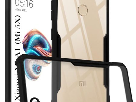 For Xiaomi RedMi A1 (Mi 5X) Back Cover Case (Shockproof with Polycarbonate Clear Panel | Professional Black) For Cheap