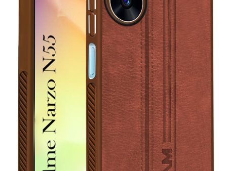 For Realme Narzo N55 Back Cover Case (Leather Finish | Anti Skid Side Grip | Soft Touch | Minimalist Design) For Discount