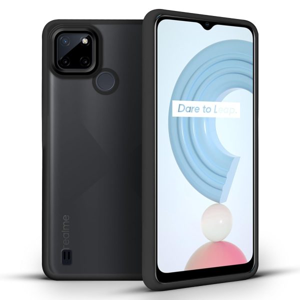 Translucent Matte Back Case Cover for Realme C21y | Realme C25y | Anti-Slip Back | Smooth Sides Soft -Black Online Sale