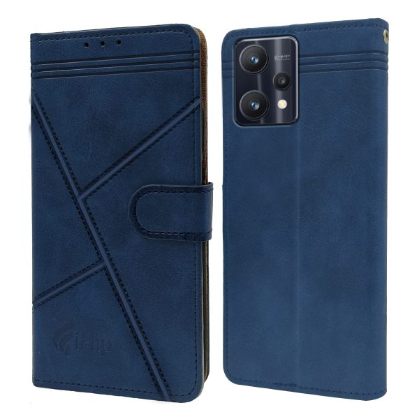 For Realme 9 Pro Flip Cover Case (Professional Line Pattern| Magnetic Closure | Inner TPU | Inbuilt Stand & Pockets | Office Wallet Style Flip Cover) For Discount