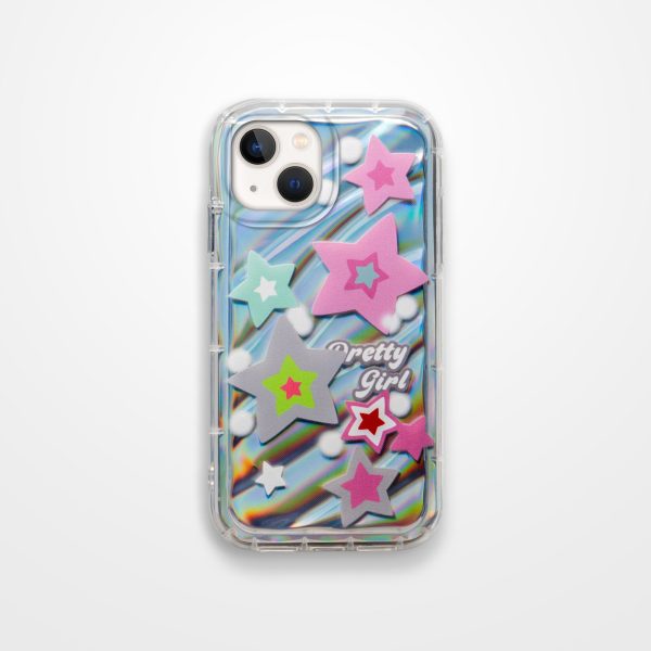 Cute Star Printed Transparent  Back Cover for Apple iPhone 15 Sale