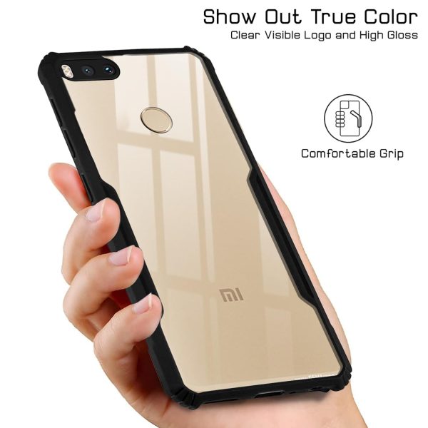 For Xiaomi RedMi A1 (Mi 5X) Back Cover Case (Shockproof with Polycarbonate Clear Panel | Professional Black) For Cheap