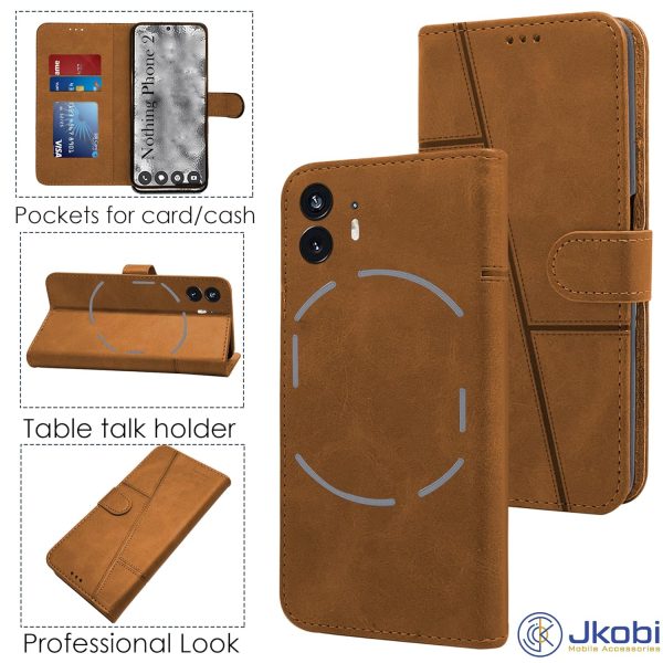 For Nothing Phone 2 Flip Cover Case (Stitched Leather with Magnetic Closure) Discount