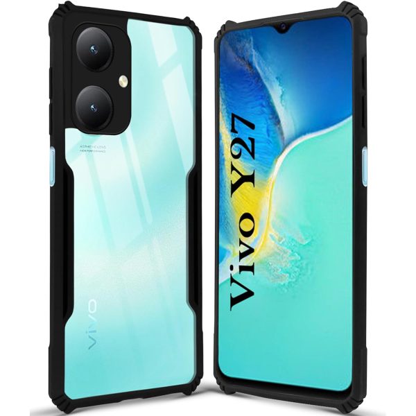 For Vivo Y27 Back Cover Case (Shockproof with Polycarbonate Clear Panel) For Cheap