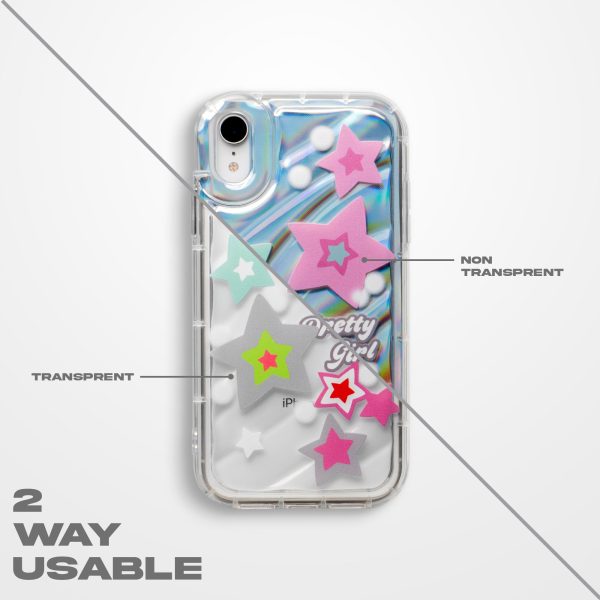 Cute Star Printed Transparent  Back Cover for Apple iPhone 14 Pro Max Online now