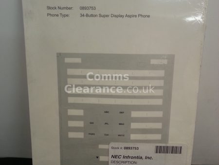 NEC Aspire 34 Button Display Phone Desi (Designation, Inlay) Labels For Sale